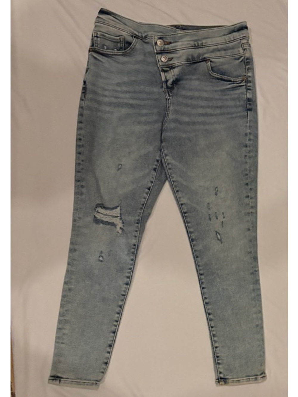 Express Light Wash Distressed Skinny Jeans Size 8R